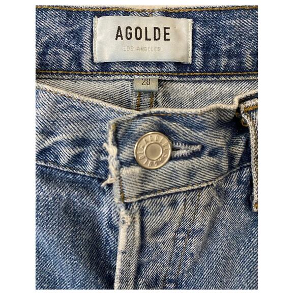 Agolde Riley High Rise Straight Crop Jean US 28 Blue Denim 100% Organic Cotton - Picture 7 of 16